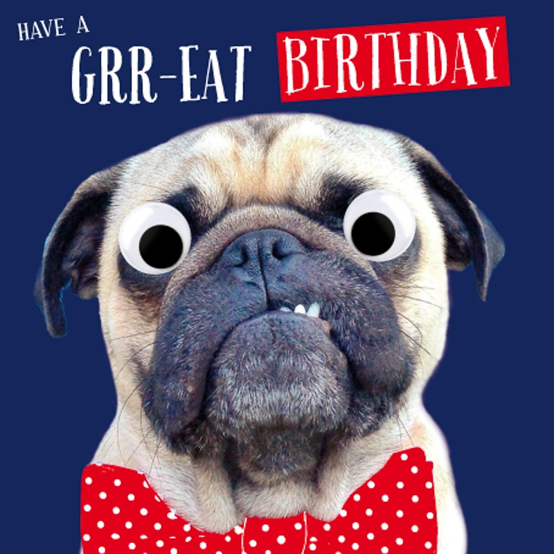 Pug Birthday Cards
 Grr eat Birthday Pug Birthday Card