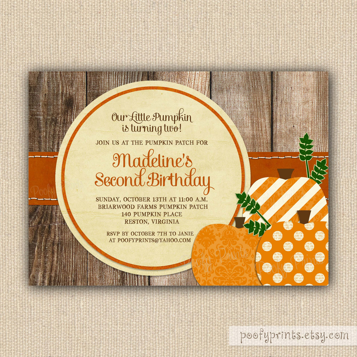 Pumpkin Patch Birthday Party Invitations
 Pumpkin Patch Birthday Party Invitations Printable by