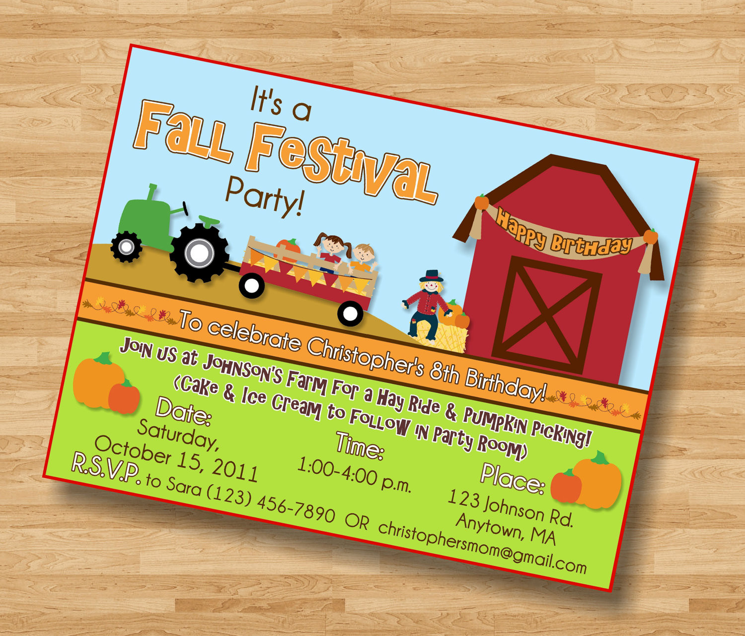 Pumpkin Patch Birthday Party Invitations
 Items similar to Fall Festival Pumpkin Patch Birthday