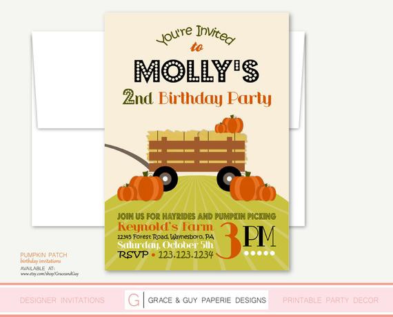 Pumpkin Patch Birthday Party Invitations
 Pumpkin Patch Party Printable Birthday Invitation