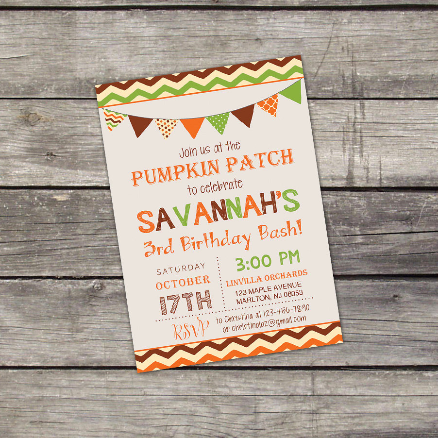 Pumpkin Patch Birthday Party Invitations
 Pumpkin Patch Birthday Party Invitation Pumpkin Kids