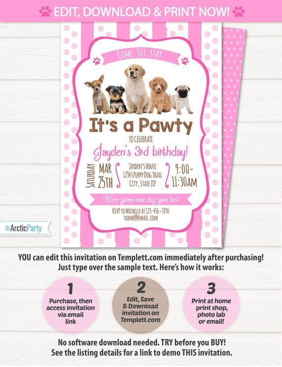 Puppy Birthday Invitations
 Puppy Birthday Invitation Dog Birthday Party Invitations