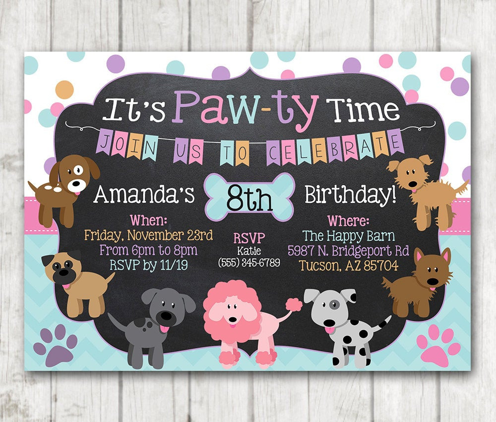 Puppy Birthday Invitations
 Printable Puppy Birthday Invitation Pawty invitation
