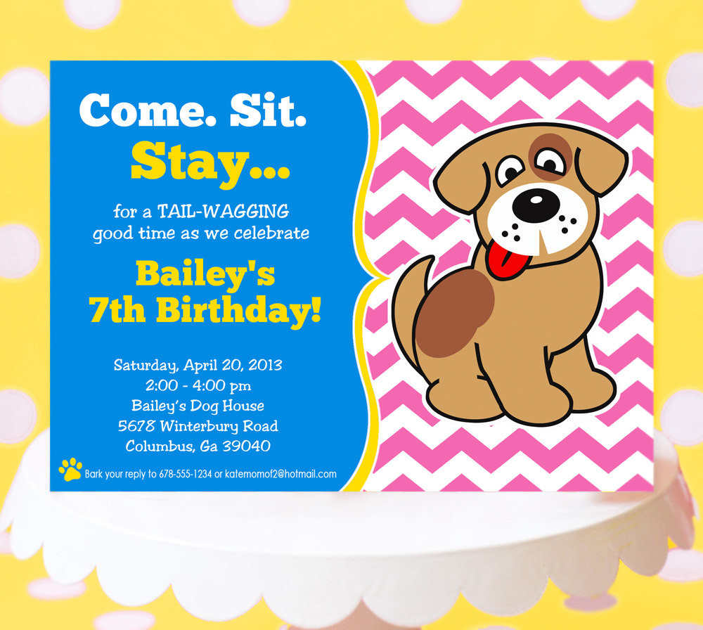 Puppy Birthday Invitations
 Puppy Party Invitation Puppy Birthday Invitation Dog