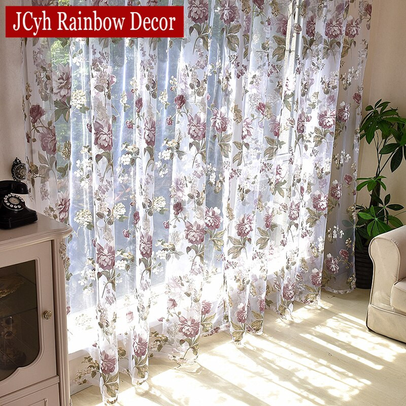 Purple Curtains For Kids Room
 Floral Tulle Curtains For Living Room Purple Sheer