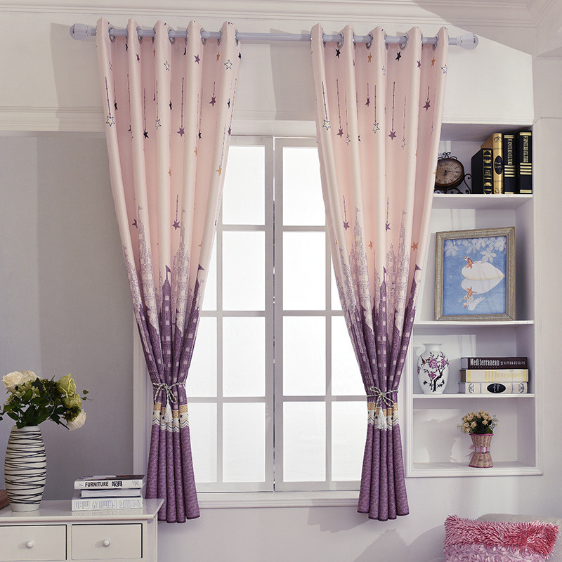 Purple Curtains For Kids Room
 Purple Blush Star Castle Short Window Curtains For Kids