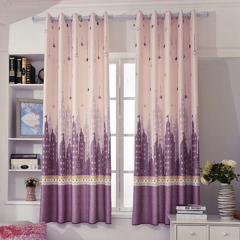 Purple Curtains For Kids Room
 Purple Blush Star Castle Short Window Curtains For Kids