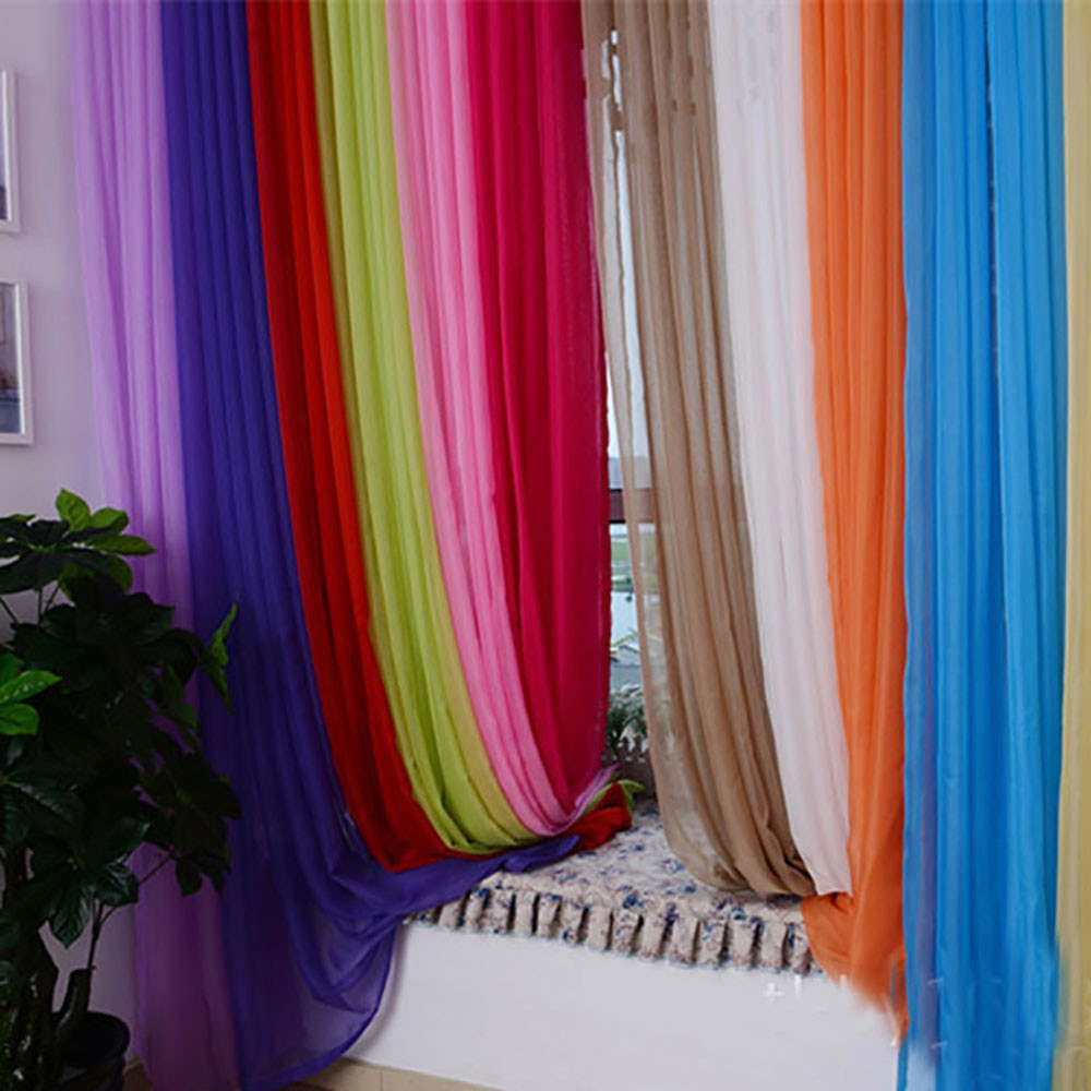 Purple Curtains For Kids Room
 1 PCS Modern Pure Color Tulle Curtain For Living Room