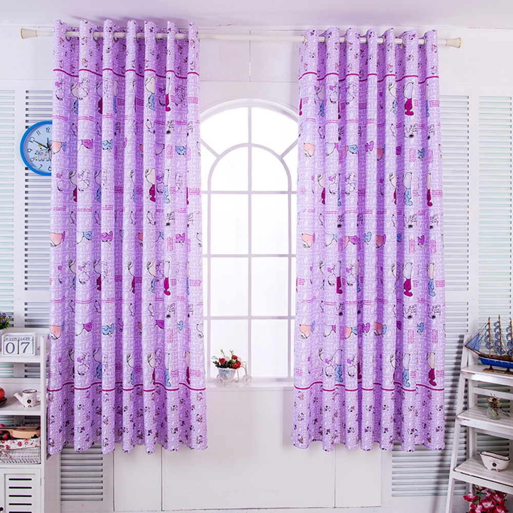 Purple Curtains For Kids Room
 Creative Purple Cartoon Short Curtains For Children s