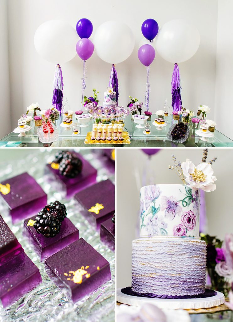 Purple Themed Birthday Party
 Glam Garden Inspired Ombre Purple Party Adult Birthday
