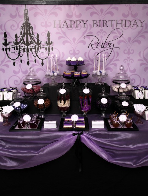 Purple Themed Birthday Party
 Purple & Black Sophisticated Tween Birthday Party