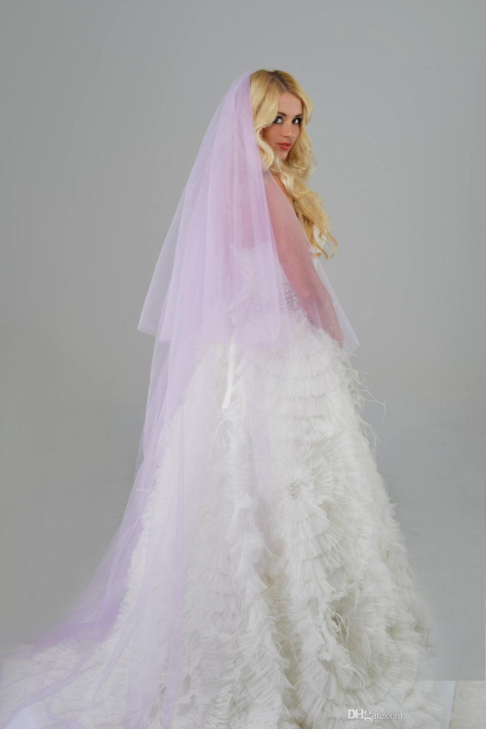 Purple Wedding Veils
 Purple Wedding Veils With Blusher Soft Tulle Metal b 98