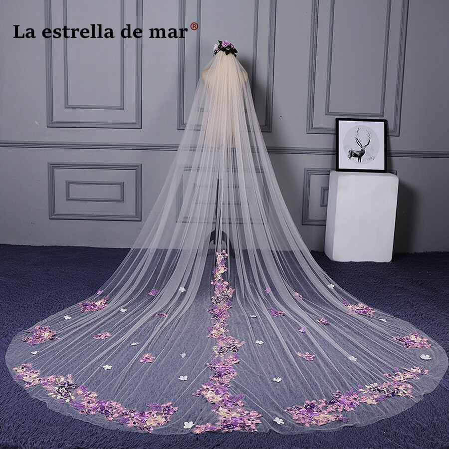 Purple Wedding Veils
 Color veil new wedding lace long bridal wedding veil 3M