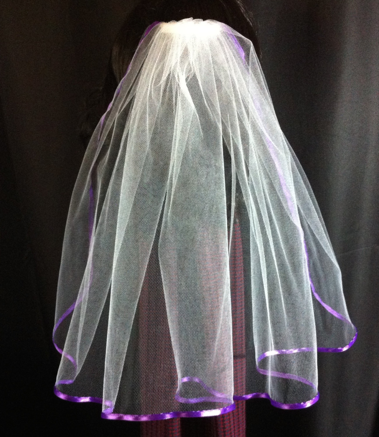 Purple Wedding Veils
 Purple Ribbon Edge Veil Wedding or munion Veil Hair b