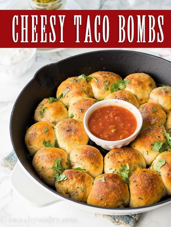 Quick And Easy Appetizers Recipe
 Cheesy Taco Bombs Skillet Recipe