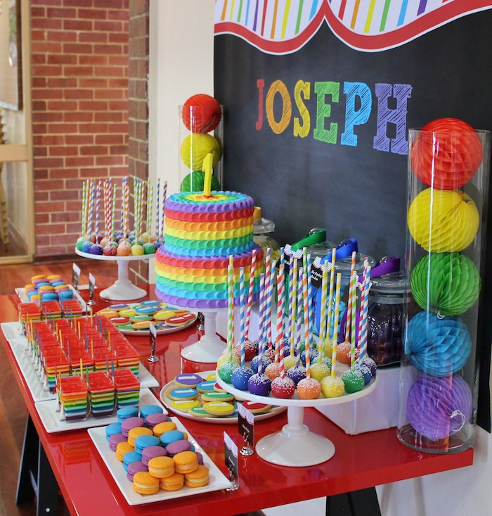 Rainbow Themed Birthday Party
 Kara s Party Ideas Rainbow Themed First Birthday Party