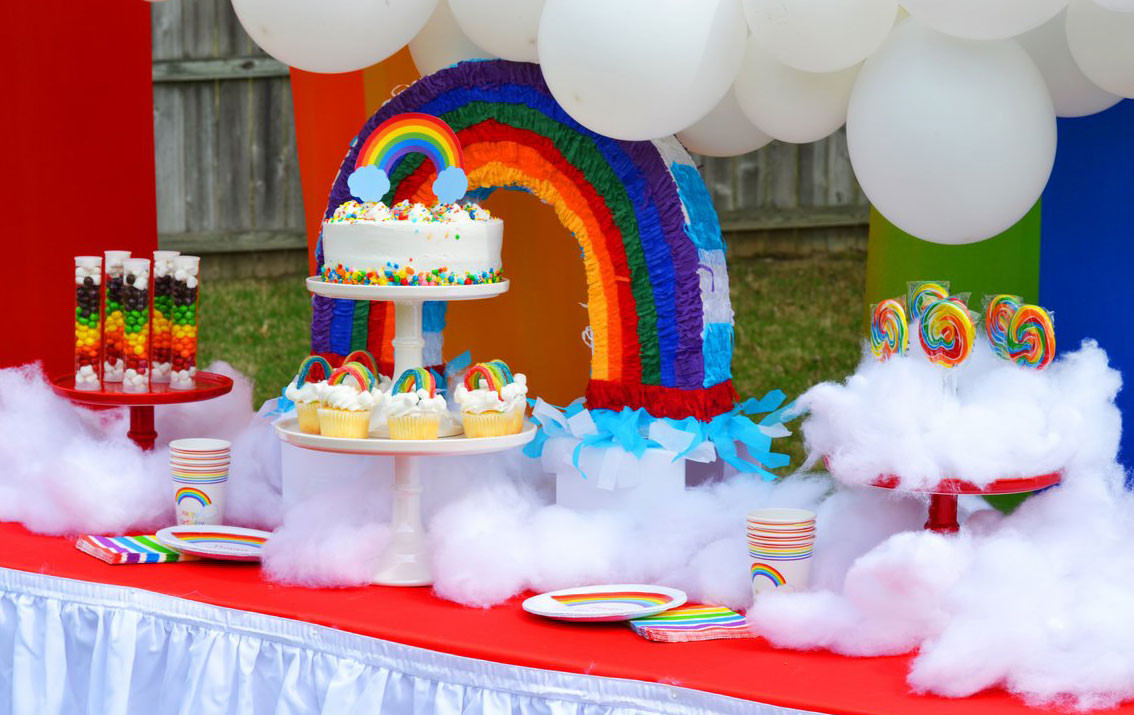 Rainbow Themed Birthday Party
 Rainbow Birthday Party Idea Shindigz