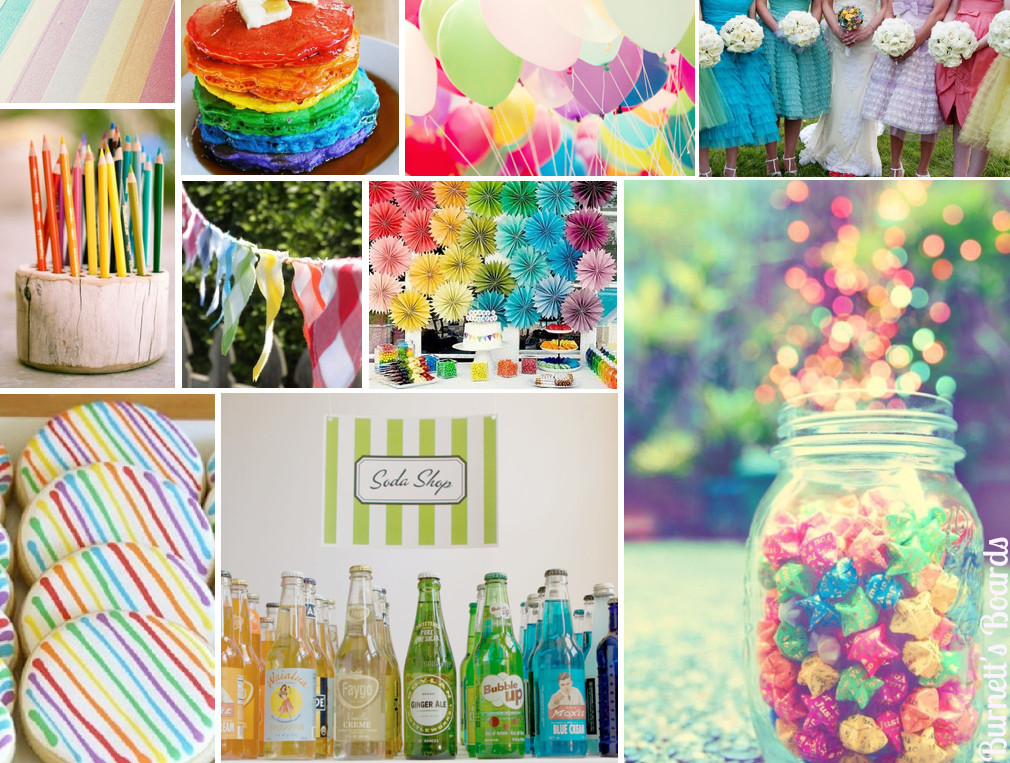 Rainbow Wedding Theme
 Rainbow wedding inspiration board