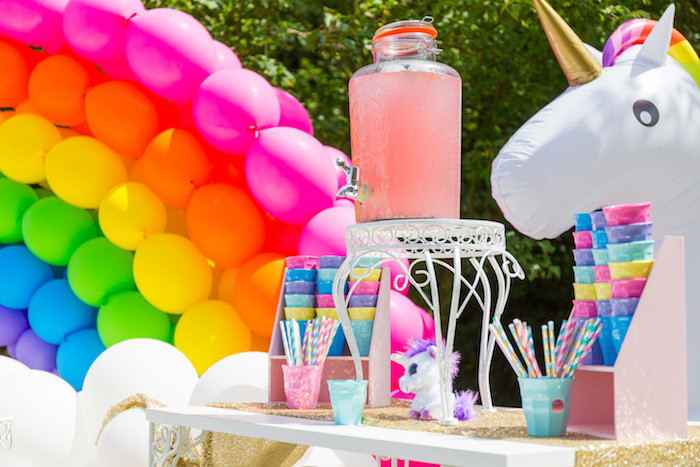 Rainbows And Unicorns Pool Party Ideas
 Kara s Party Ideas Gold Rainbow Unicorn Birthday Party