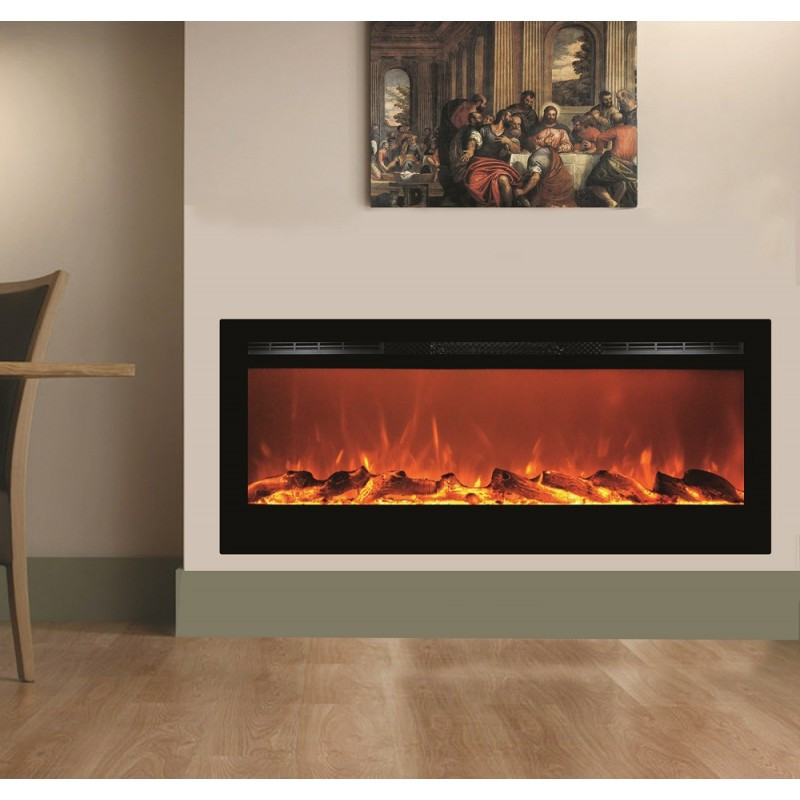 Recessed Wall Mount Electric Fireplace
 50" Black Built in Recessed Wall mounted Heater Electric