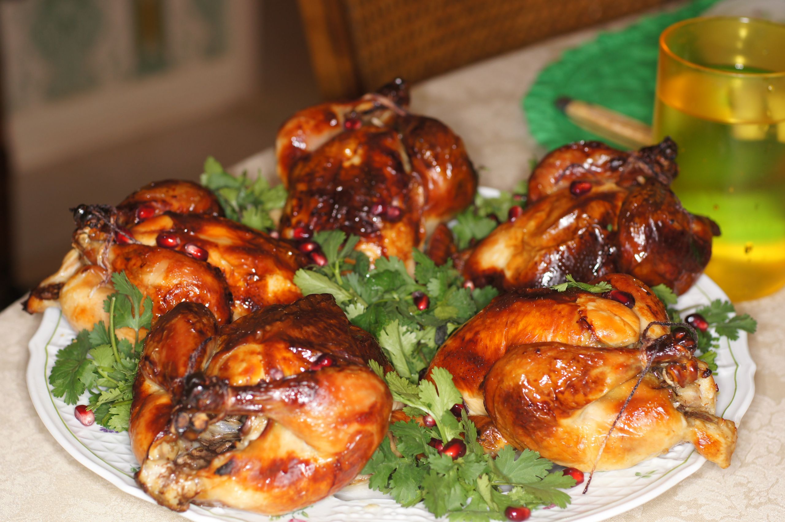 Recipe Cornish Game Hens
 Roasted Brined Cornish Game Hens with Pomegranate Sauce