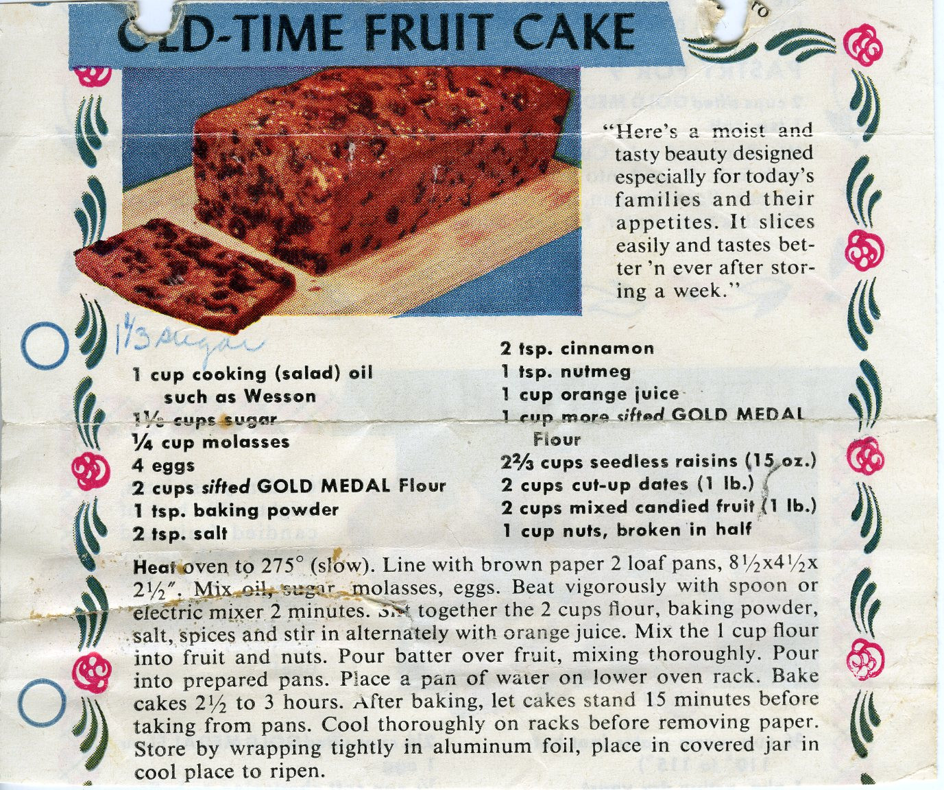 Recipe For Fruitcake
 Old Time Fruit Cake