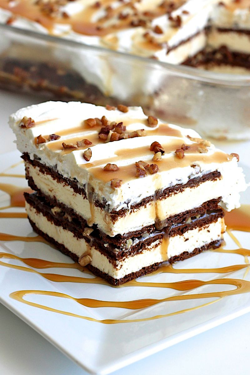 Recipes For Ice Cream Sandwich Cake
 Caramel Pecan Ice Cream Sandwich Cake