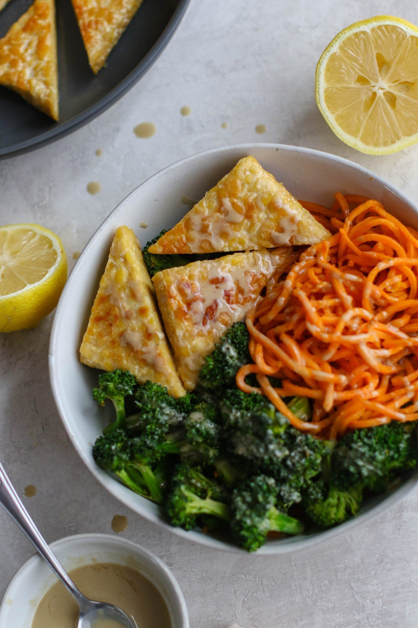 Recipes Using Tempeh
 Tahini Tempeh Sweet Potato Noodle & Broccoli Bowl