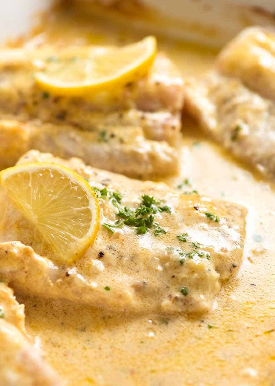 Recipes With Fish
 Baked Fish with Lemon Cream Sauce