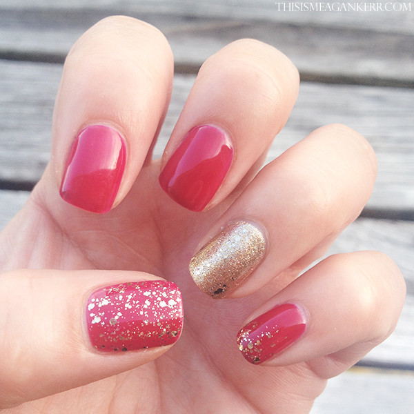 Red And Gold Glitter Nails
 red gold glitter nails nail polish artistic colour gloss