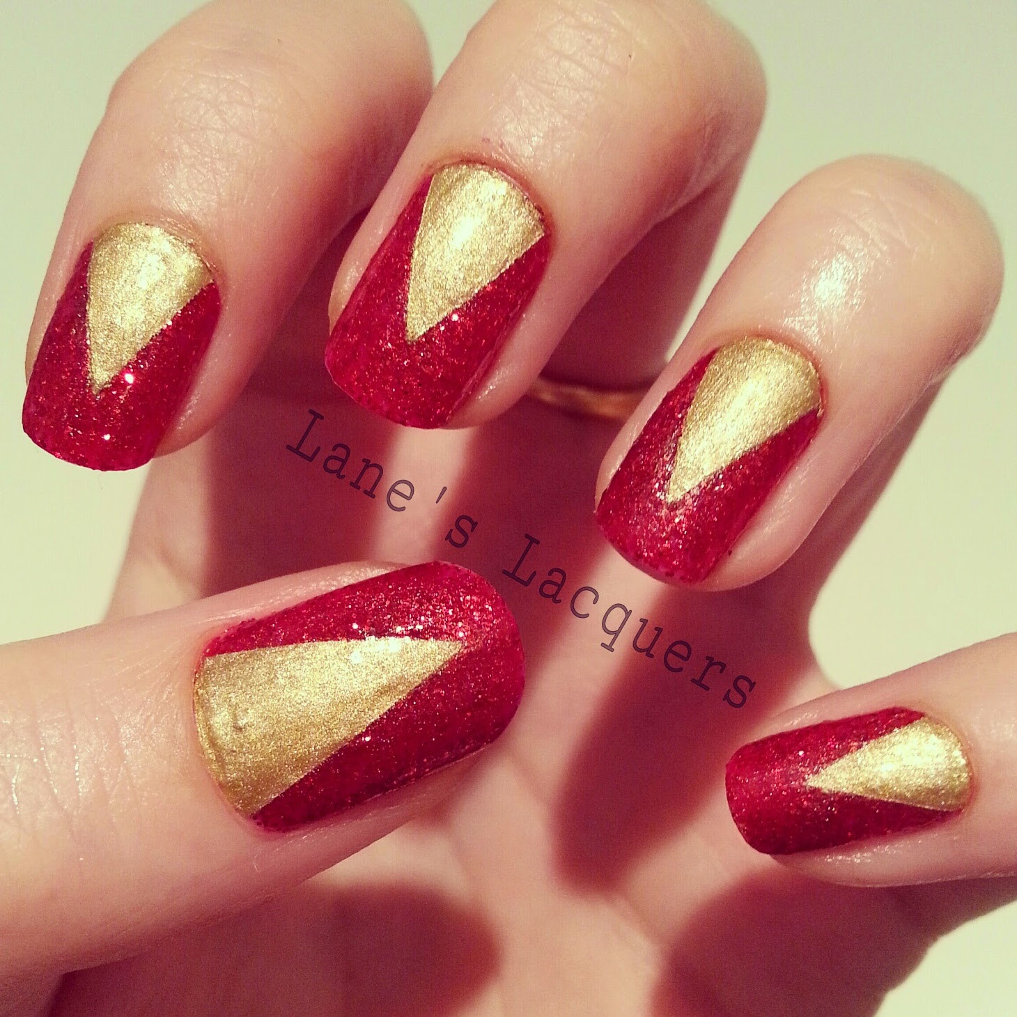 Red And Gold Glitter Nails
 Lane s Lacquers Pick N Mix Challenge Chevrons & Red Gold