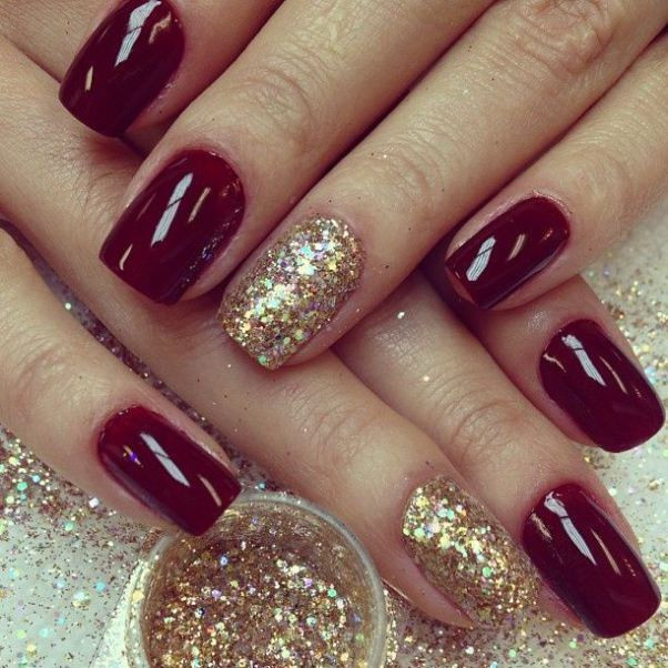 Red And Gold Glitter Nails
 16 Glamorous Glitter Nail Art Designs Pretty Designs