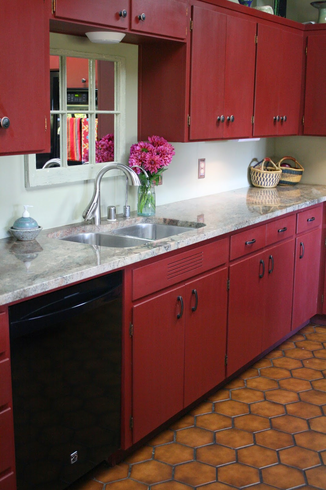 Red Cabinet Kitchens
 Reloved Rubbish Primer Red Chalk Paint Kitchen Cabinets