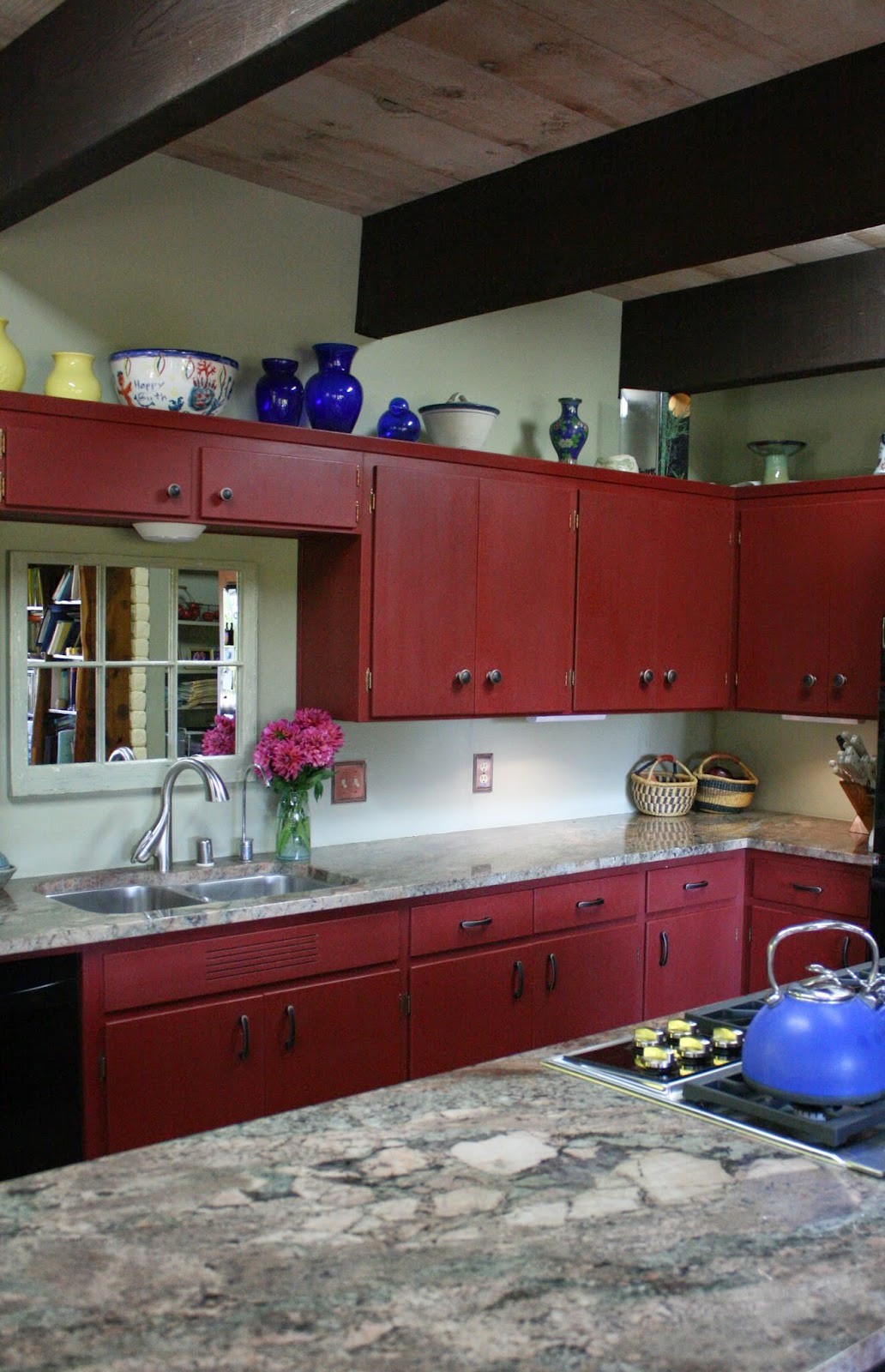 Red Cabinet Kitchens
 Reloved Rubbish Primer Red Chalk Paint Kitchen Cabinets