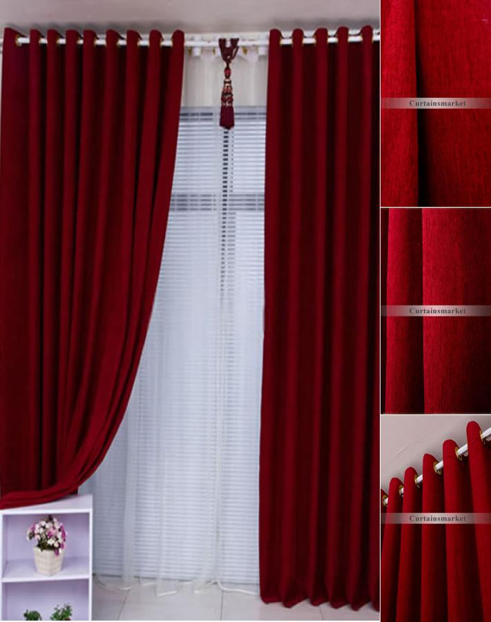 Red Curtains Living Room
 Plain red curtains are generous and elegant