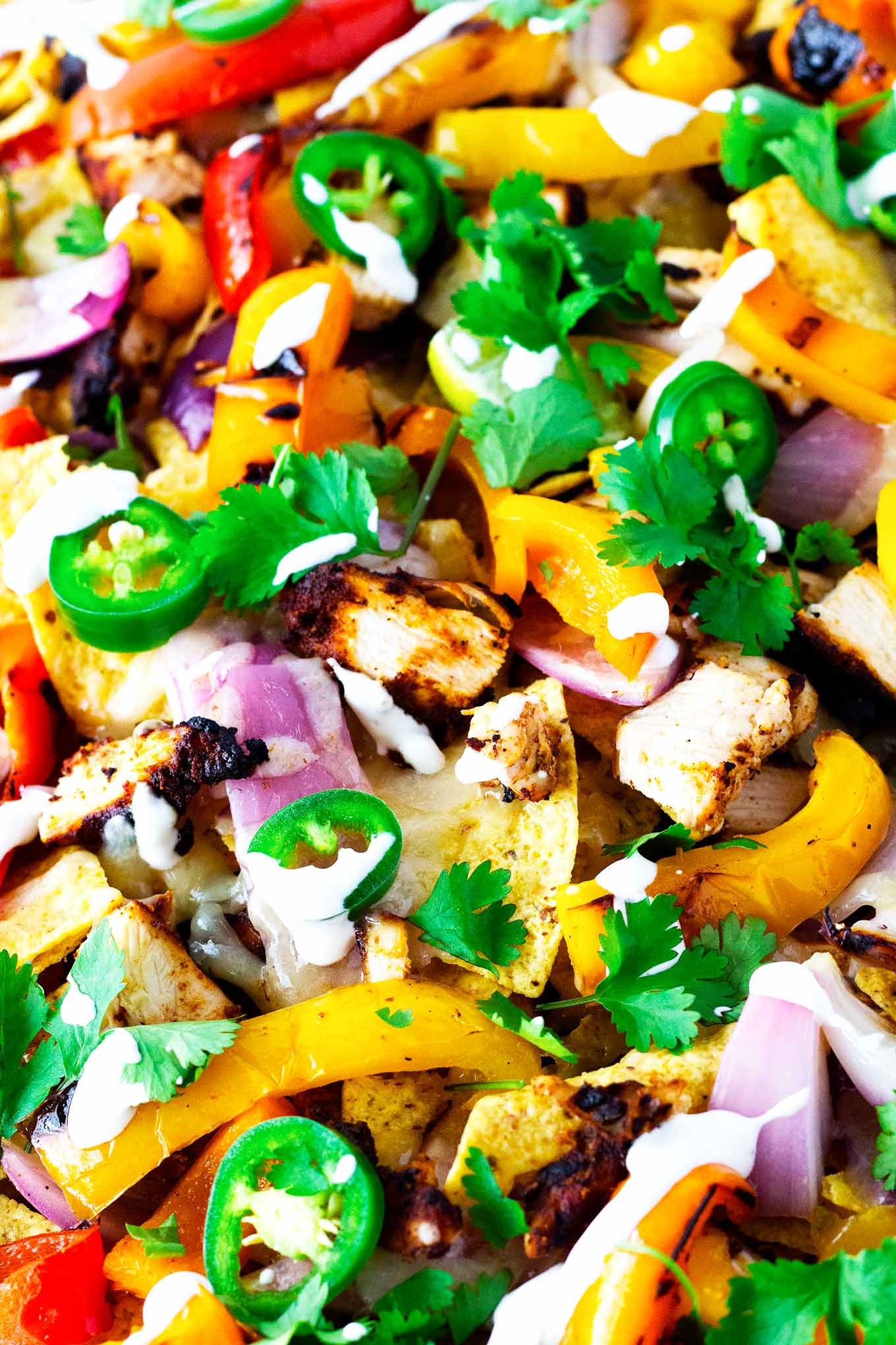 Red Onion Grill
 Grilled Chicken Fajita Nachos • So Damn Delish