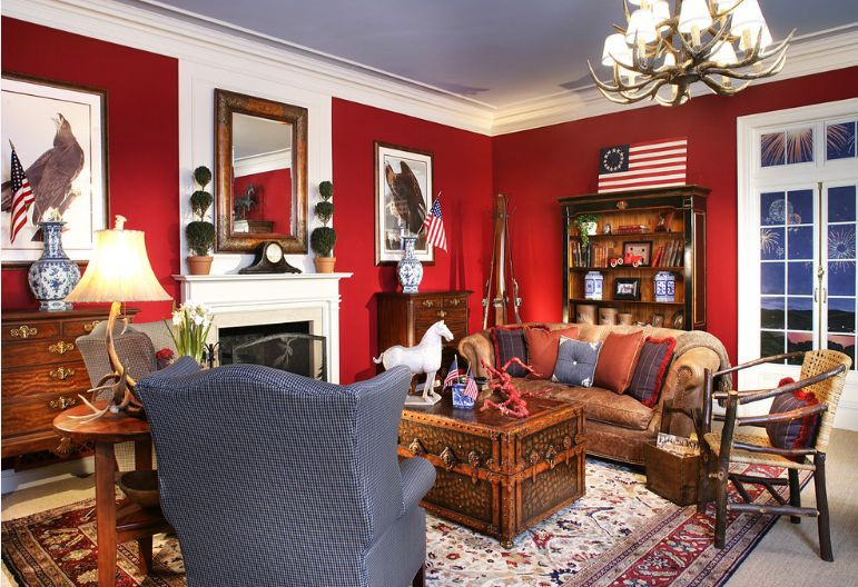 Red Walls In Living Room
 Attractive Red and White Living Room Interior Designs