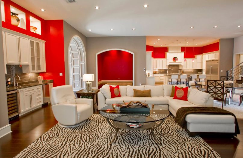 Red Walls In Living Room
 Attractive Red and White Living Room Interior Designs