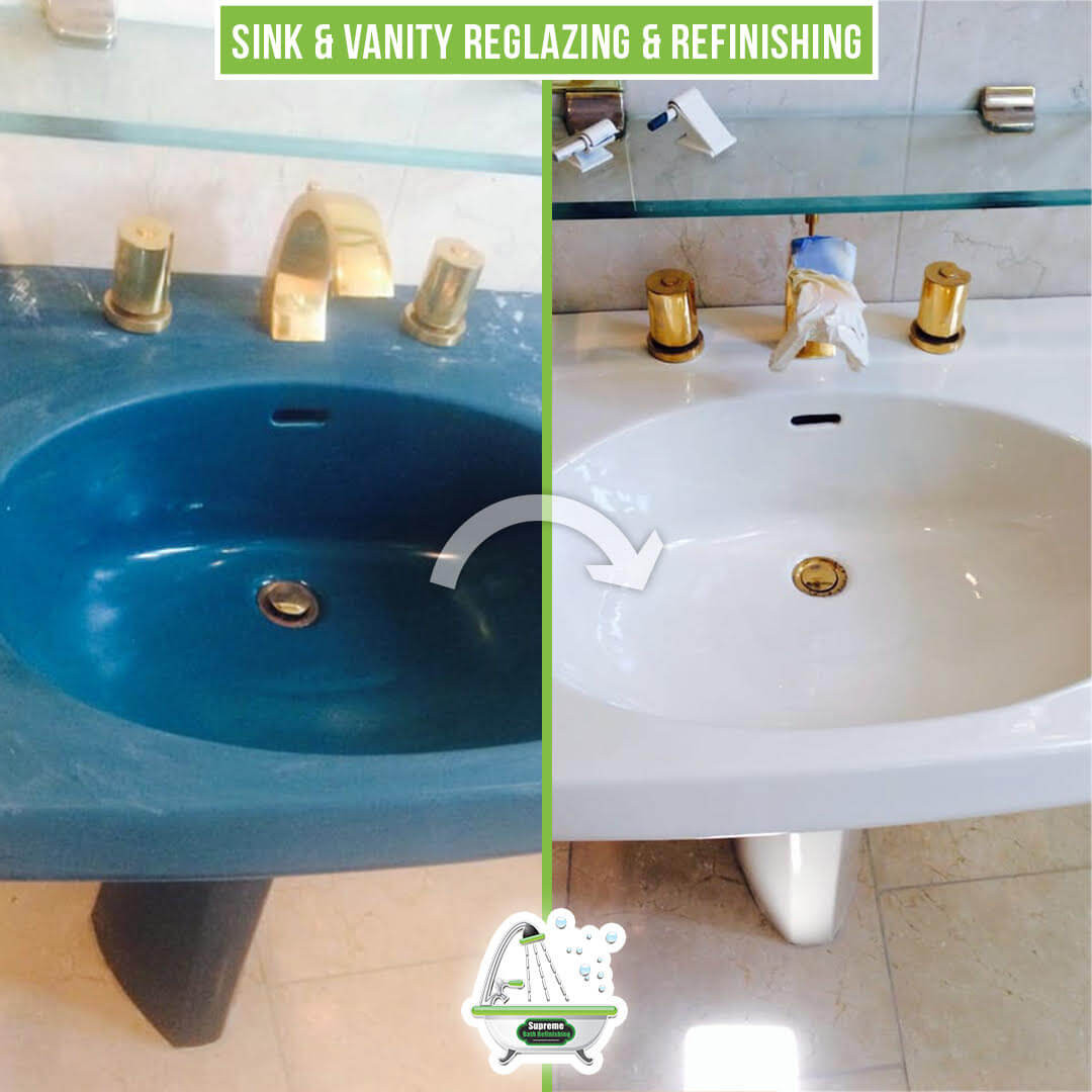 Refinishing Bathroom Sinks
 Sink & Vanity Reglazing Supreme Bath Refinishing