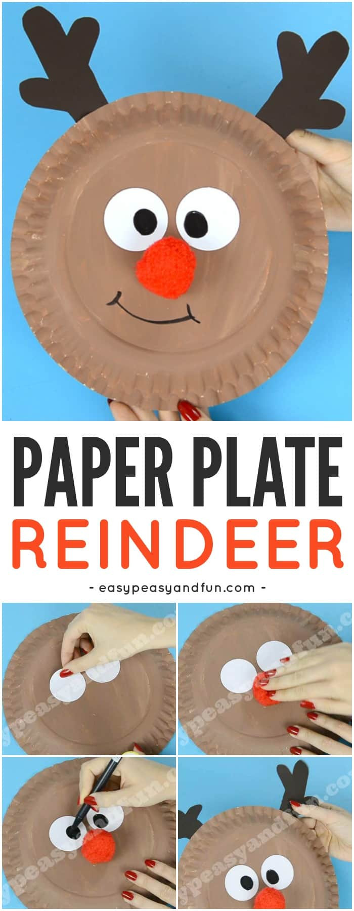 Reindeer Craft For Kids
 Reindeer Paper Plate Craft with a Cute Red Nose Easy