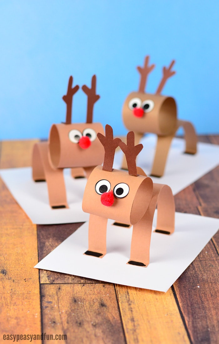 Reindeer Craft For Kids
 3D Construction Paper Reindeer Christmas Craft Idea with