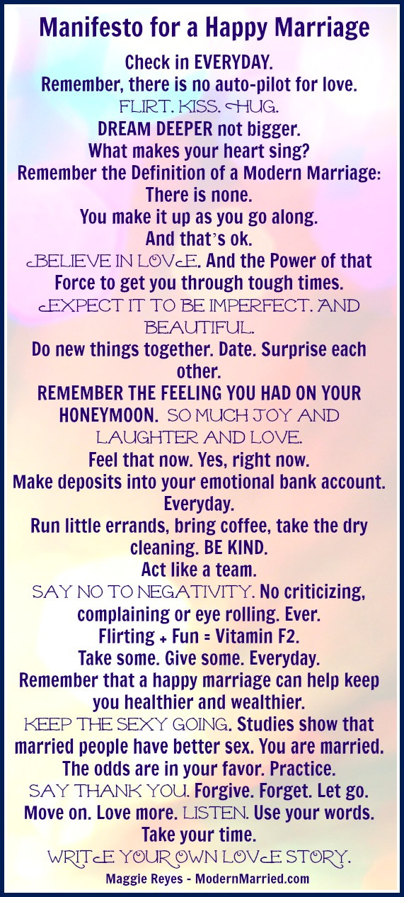 Relationship Advice Quotes
 Manifesto for a Happy Marriage – 12 Ways to Make Your Love