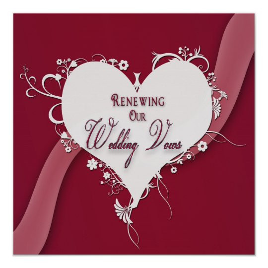 Renew Wedding Vows
 Renewing Wedding Vows Floral Heart Ribbon Invitation