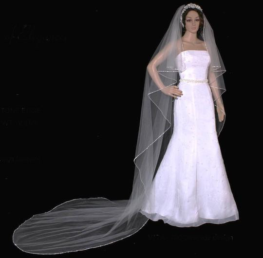 Rhinestone Edge Wedding Veils
 Rhinestone Edge Cathedral Wedding Veil In White f