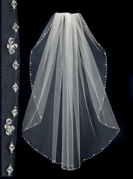 Rhinestone Edge Wedding Veils
 Wedding Veil with Crystal Bead and Rhinestones Edge