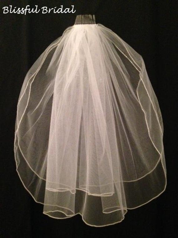 Rhinestone Edge Wedding Veils
 Rhinestone Edge Wedding Veil 2 Tier Elbow Wedding Veil