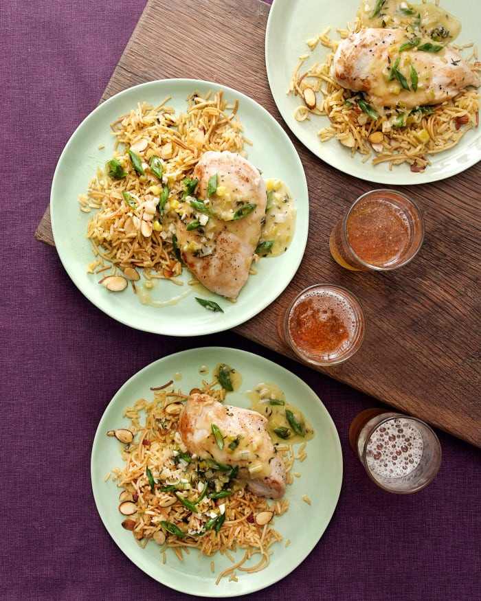 Rice Pilaf Recipe Rachael Ray
 Spring ion Chicken & Rice Pilaf with Almonds Rachael