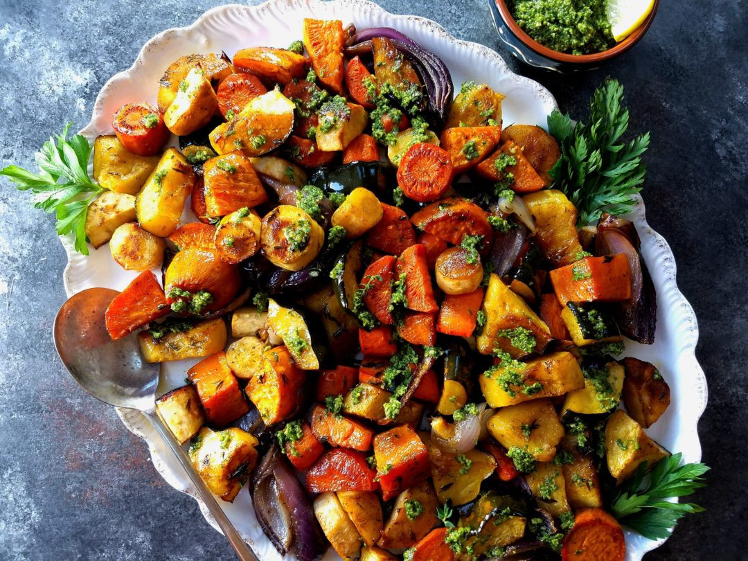 Roasted Root Vegetables
 Balsamic Roasted Root Ve ables Give it Some Thyme