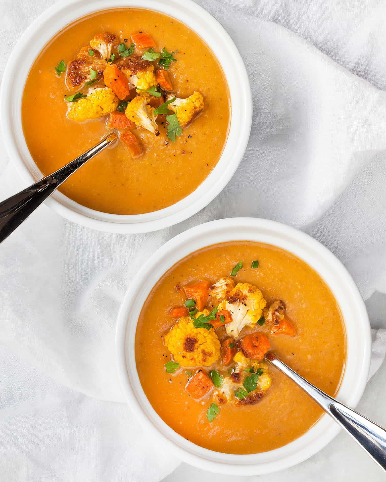 Roasted Sweet Potato Soup
 Roasted Sweet Potato Cauliflower Soup