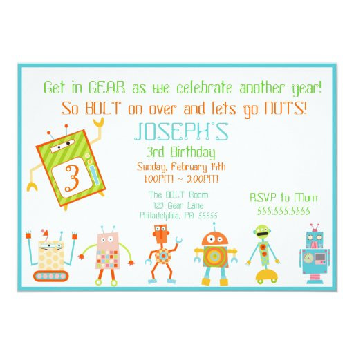 Robot Birthday Invitations
 Robot Birthday Invitation